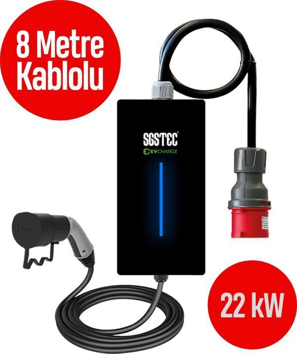 SGSTEC Home 22kW 8Metre Kablolu Elektrikli Araç Şarj Cihazı - Image 1