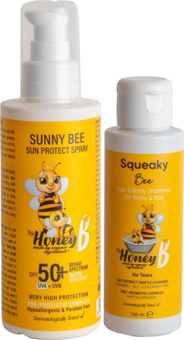My Honey B Sunny Bee Güneş Spreyi 147 Ml Ve Squeaky Bee Bebek Şampuanı 100 Ml - Image 1