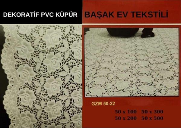 Başak Ev Tekstili Pvc Küpür Dantel Raf Ve Dolap Örtüsü Runner Beyaz - Image 1