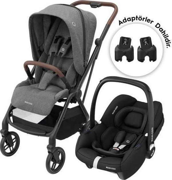 Maxi-Cosi Leona2-Cabriofix I-Size Tek Elle Katlanabilen Ultra Kompakt Çift Yönlü Seyahat Sistem Bebek Arabası Grey-Black - Image 1