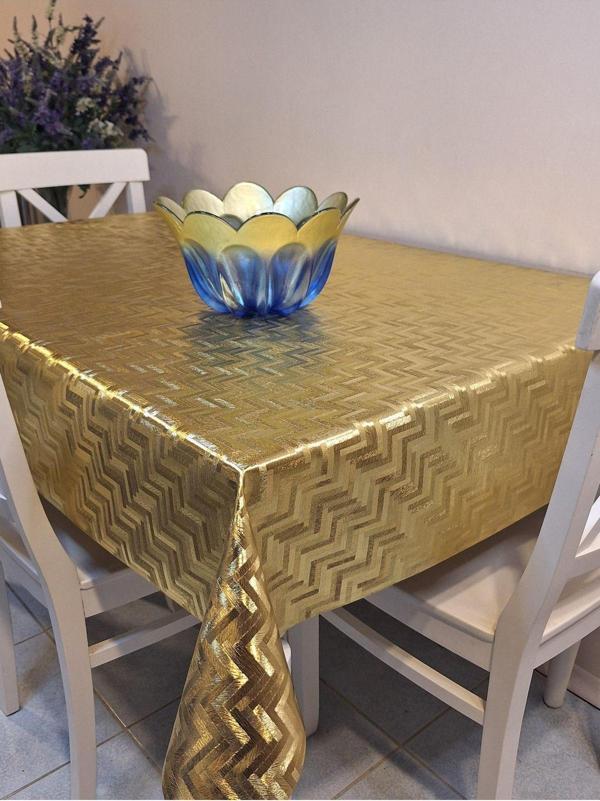 Başak Ev Tekstili Gold  Parlak Silinebilir Masa Örtüsü - Elyaflı Pvc Muşamba - Image 1