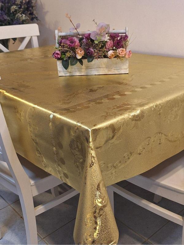 Başak Ev Tekstili Gold  Parlak Silinebilir Masa Örtüsü - Elyaflı Pvc Muşamba - Image 1