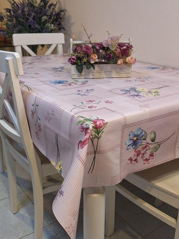 Başak Ev Tekstili Elyaflı Pvc Muşamba - Desenli Silinebilir Masa Örtüsü ( Pembe) - Image 1