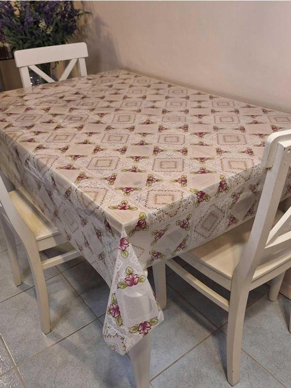 Başak Ev Tekstili Şeffaf 0.018 Mm Pvc Muşamba - Desenli Silinebilir Şeffaf Masa Örtüsü - Image 1