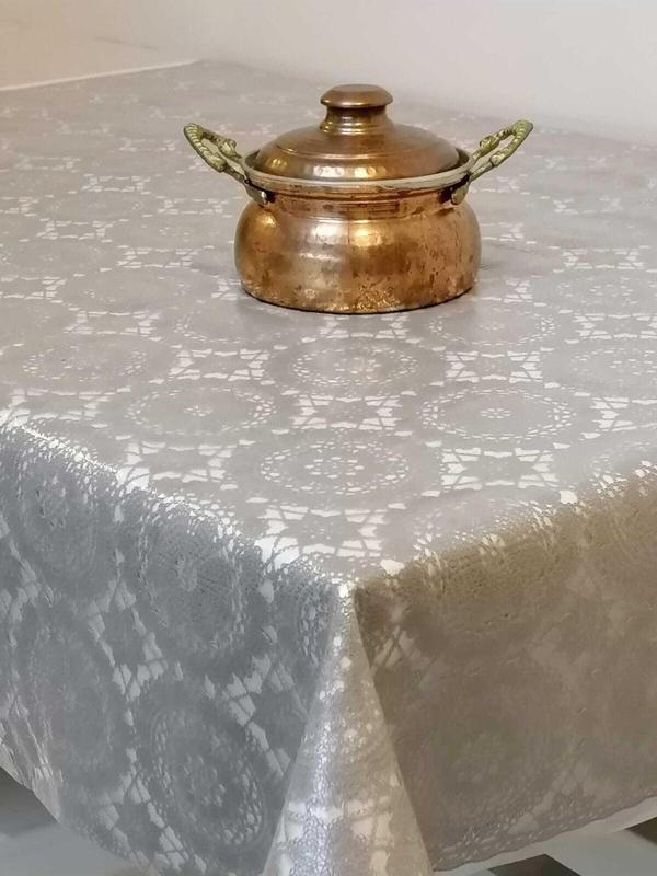 Başak Ev Tekstili Gri Ithal Pvc Muşamba - Desenli Silinebilir Masa Örtüsü - Image 1