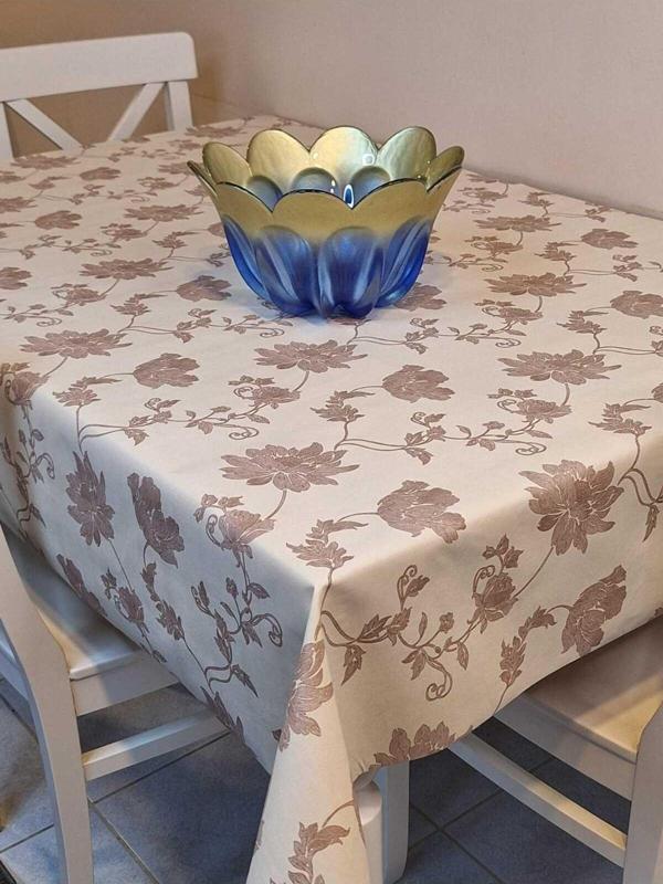 Başak Ev Tekstili Simli Keten Dokulu Pvc Masa Örtüsü - Image 1