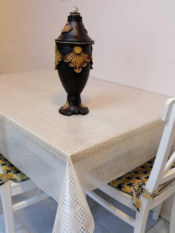 Başak Ev Tekstili Krem İthal Pvc Muşamba - Desenli Silinebilir Masa Örtüsü - Image 1
