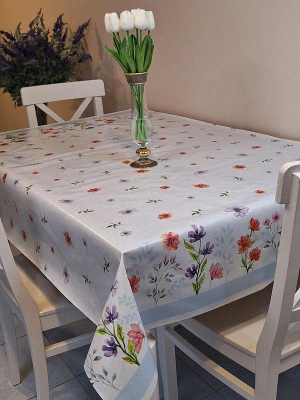 Başak Ev Tekstili Elyaflı Pvc Muşamba - Desenli Silinebilir Masa Örtüsü ( Mavi ) - Image 1