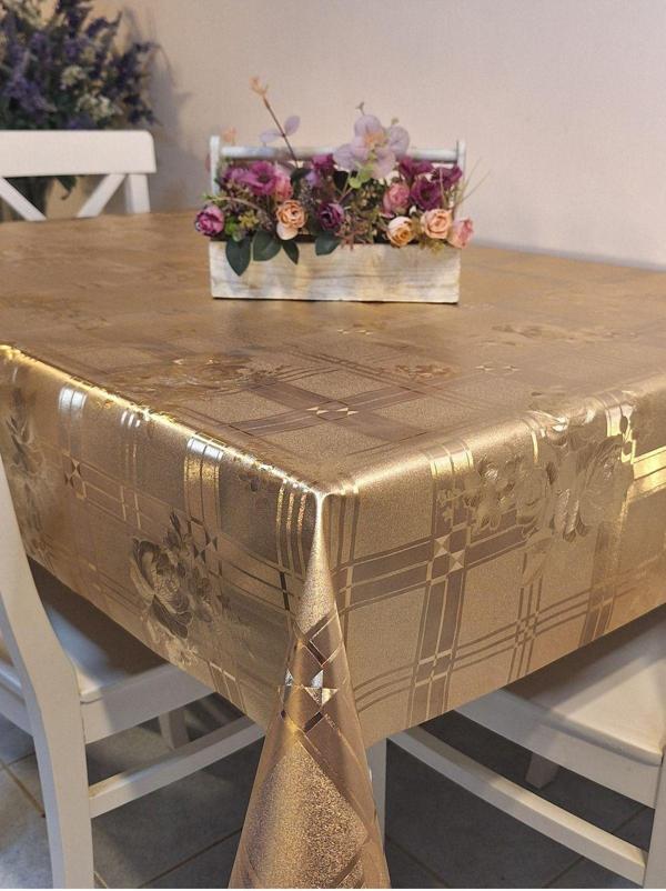 Başak Ev Tekstili Gold  Parlak Silinebilir Masa Örtüsü - Elyaflı Pvc Muşamba - Image 1