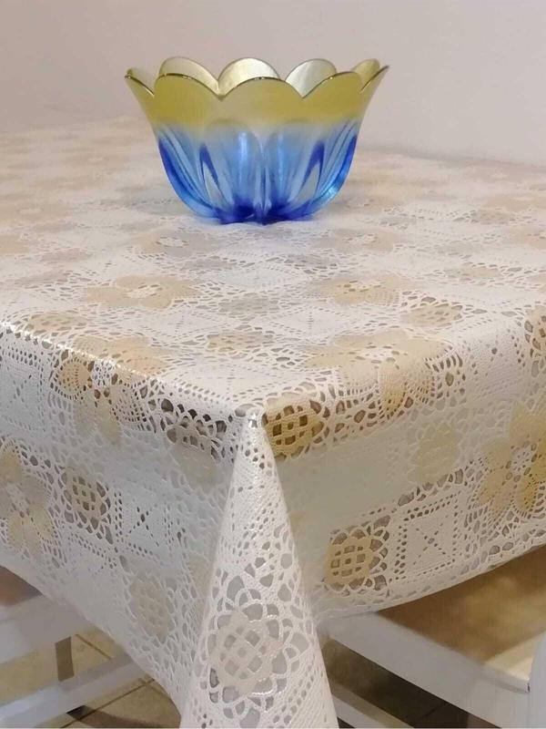 Başak Ev Tekstili Krem Ithal Pvc Muşamba - Desenli Silinebilir Masa Örtüsü - Image 1