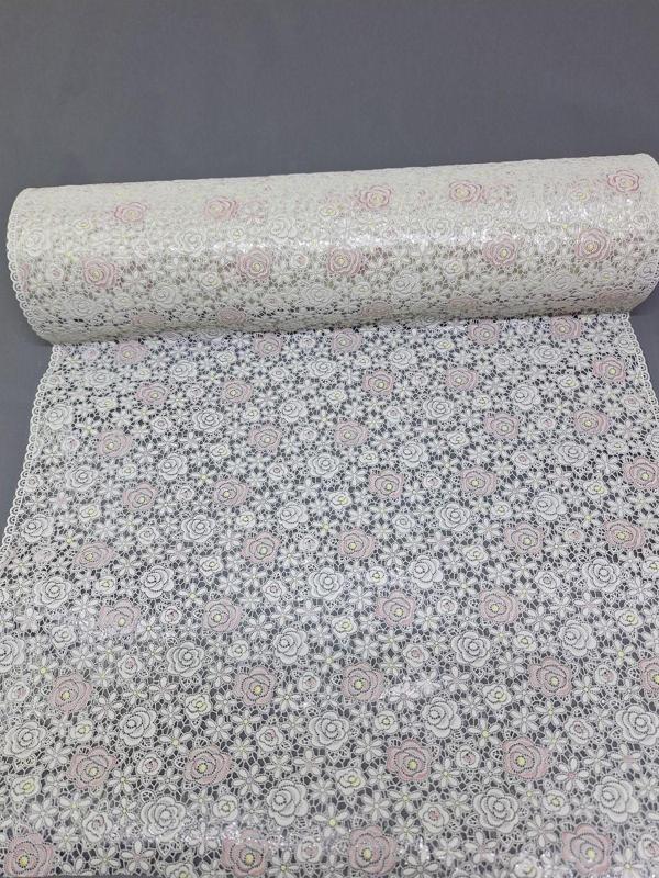 Başak Ev Tekstili Pvc Küpür Dantel Raf Ve Dolap Örtüsü Runner  (Pembe) - Image 1