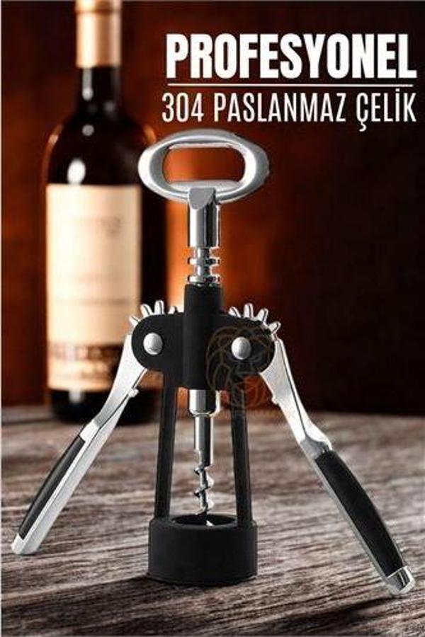 Tirbuşon Şarap Açacağı ve Şişe Açacağı 304 Paslanmaz Çelik - Image 1