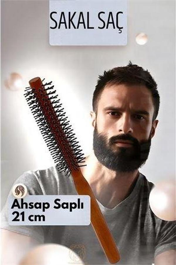 Sakal Fırçası Saç Fırçası ve Fön Fırçası Ahşap Saplı - Image 1