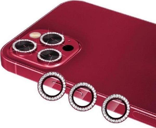 Fmk Iphone 11 Pro/ 11 Pro Max/ 12 Pro Kırmızı Uyumlu Taşlı Kamera Lens Koruyucu Cam - Image 1