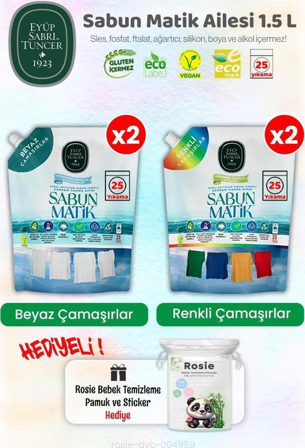 Çamaşır Yıkama Sıvısı Beyazlar x2 + Renkliler x2 1500 ml ve ROSIE - Image 1