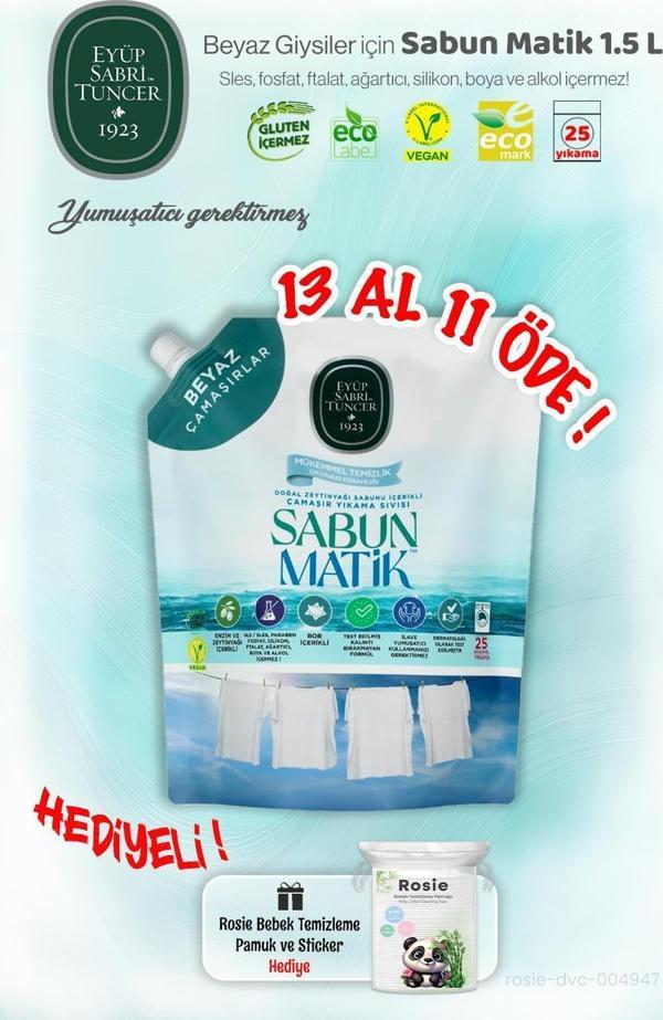 Sıvı Sabun Matik 1.5 L Beyazlar Eyüp Sabri 13 AL 11 ÖDE ve ROSIE Hediye - Image 1