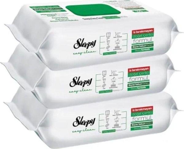 Sleepy Easy Clean Beyaz Sabun Katkılı Yüzey Temizlik Havlusu 3 Adet 3X100 300 Yaprak - Image 1