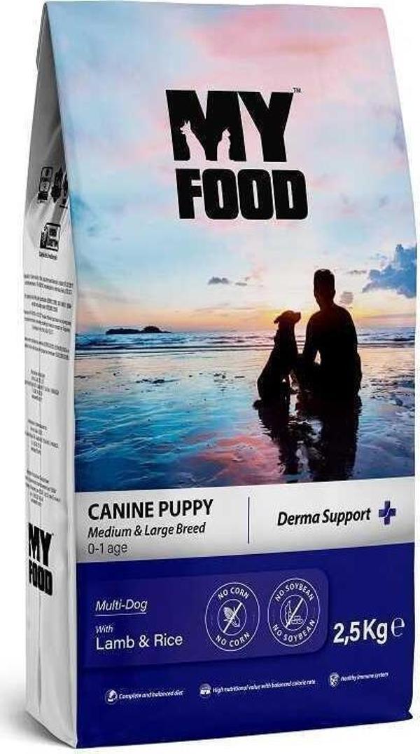 My Food Kuzulu&Pirinçli Yavru Orta/Büyük Irk Köpek Maması Derma Support 2,5 Kg - Image 1