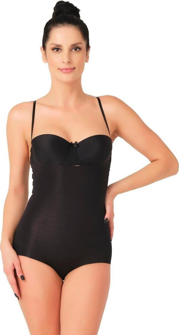 Siyah Mı Emay 2723 Lazer Kesim Göğsü Açık Slip Korse - Image 1