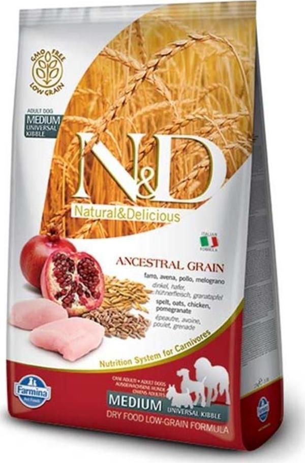 N&D Düşük Tahıllı Tavuklu Narlı Medium & Maxi Köpek Maması 2,5 Kg - Image 1