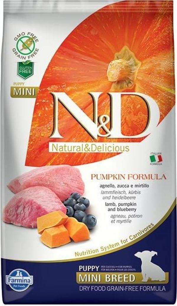 N&D Tahılsız Balkabak Kuzu Yaban Mersinli Küçük Irk Yavru Köpek Maması 2,5 kg - Image 1