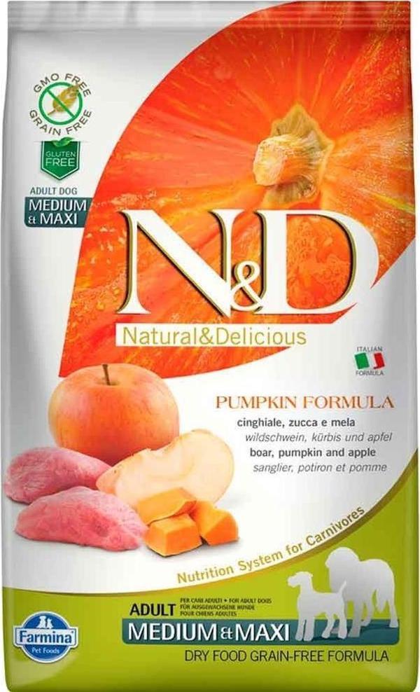 N&D Tahılsız Balkabaklı Yaban Domuzlu Elmalı Köpek Maması 2,5 kg - Image 1