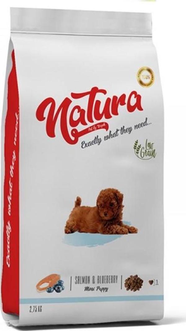 Natura Somonlu ve Yaban Mersinli Düşük Tahıllı Küçük Irk Yavru Köpek Maması 2,75kg - Image 1