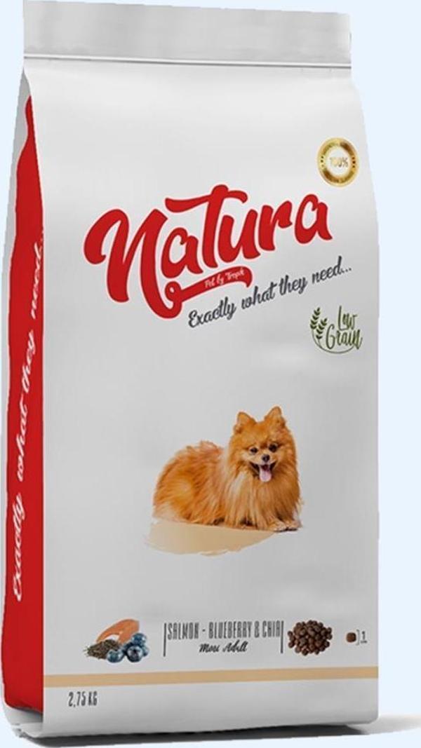 Natura Somonlu Yaban Mersinli ve Chia Tohumlu Düşük Tahıllı Küçük Irk Yetişkin Köpek Maması 2,75kg - Image 1