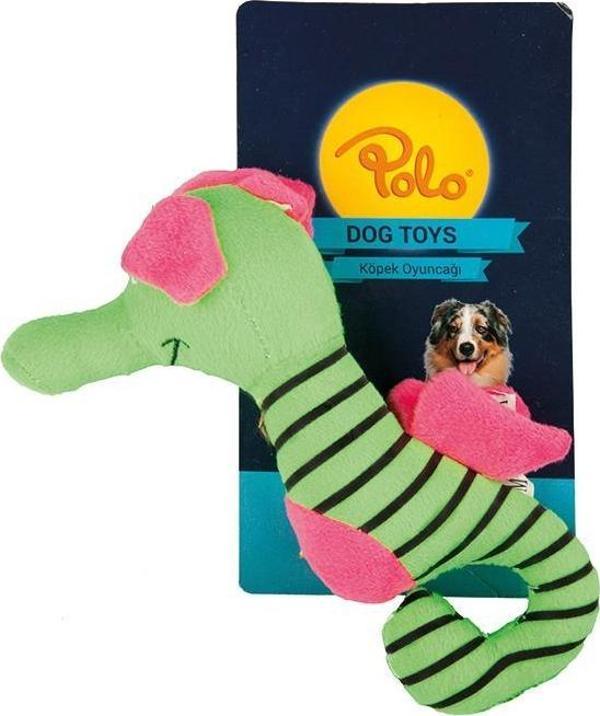 Polo Peluş Çizgili Denizatı Yeşil/mavi Köpek Oyuncağı 18 Cm - Image 1