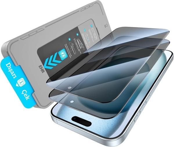 iPhone 16 Plus Otomatik Kolay Kurulum Aparatlı Toz Bırakmayan Hayalet Full Kaplayan Ekran Koruyucu Cam(2 Adet) - Image 1