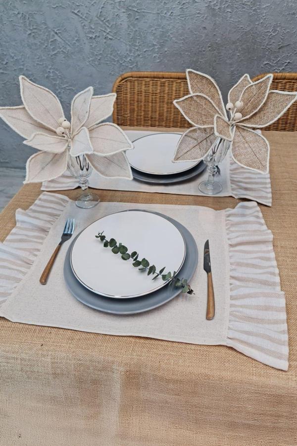 Cotton Maison Amerikan Servisi Fırfırlı Retro 4 Lü 30X45 Cm - Image 1
