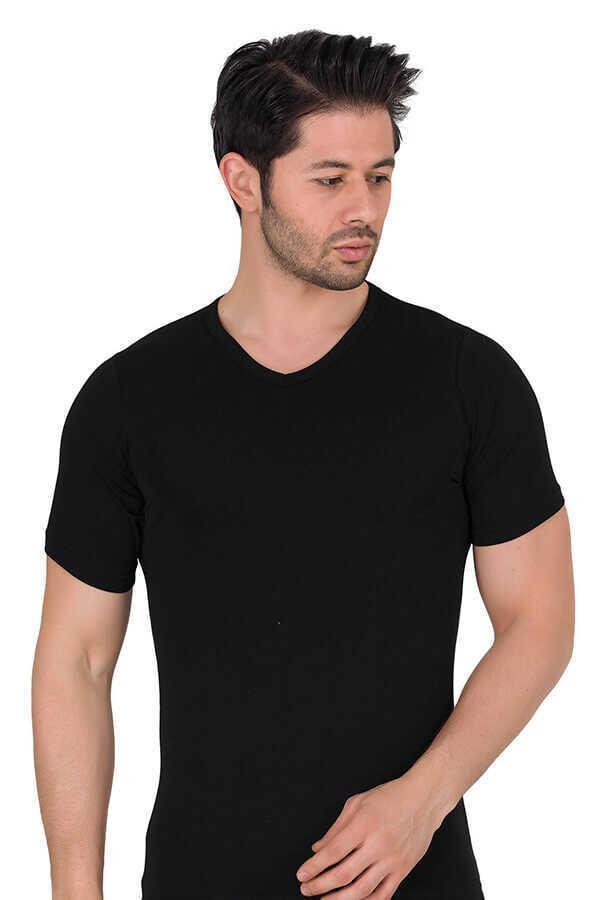 Erkek Likralı Süprem Kısa Kol V Yaka Atlet Berrak-1027 - Image 1