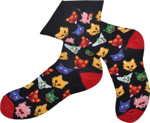 Flora Erkek Kedi-Köpek Desenli Hareketli Çorap Siyah  - 41/44 - Image 1