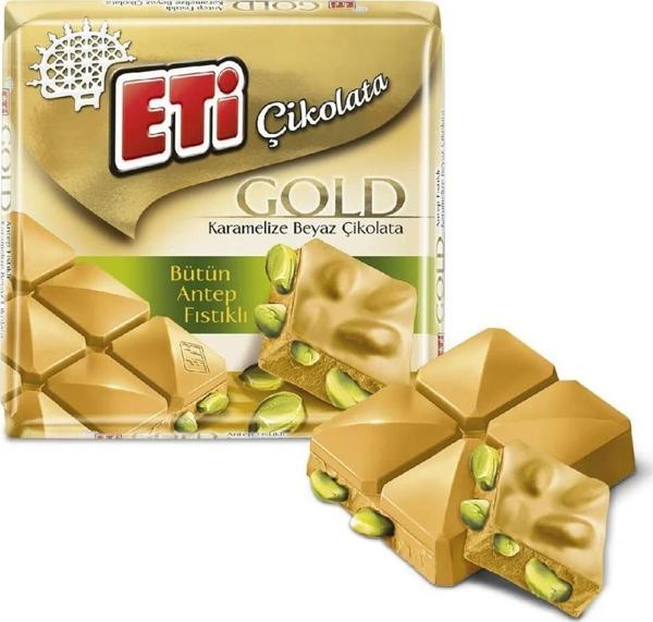 Eti Gold Antep Fıstıklı Karamelize Beyaz Kare Çikolata 60 gr 6'lı - Image 1