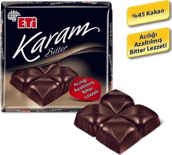 Eti Karam %45 Kakaolu Bitter Çikolata 60 g x 6 Adet - Image 1