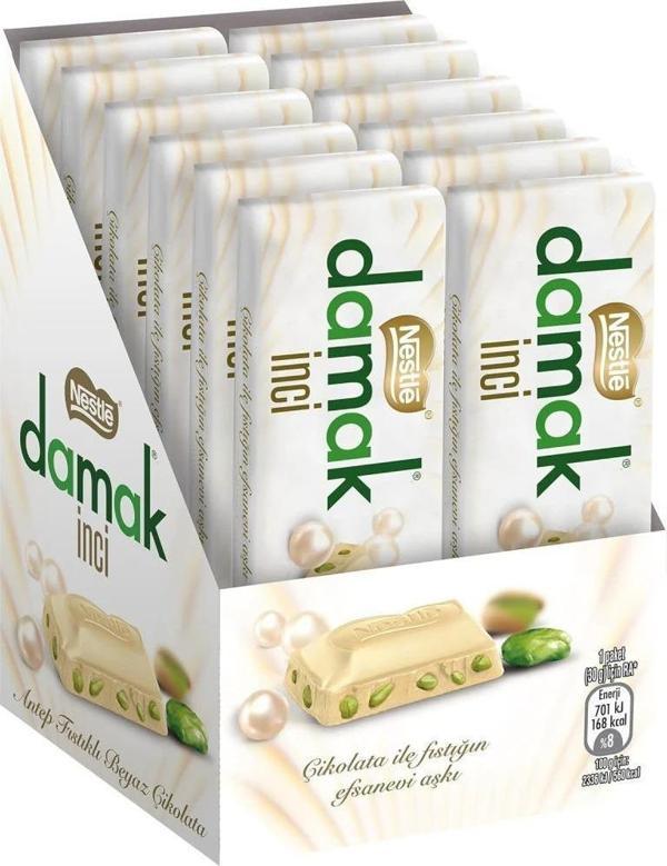 Nestlé Damak Antep Fıstıklı Beyaz Çikolata, Baton, 30 g x 12 Adet - Image 1