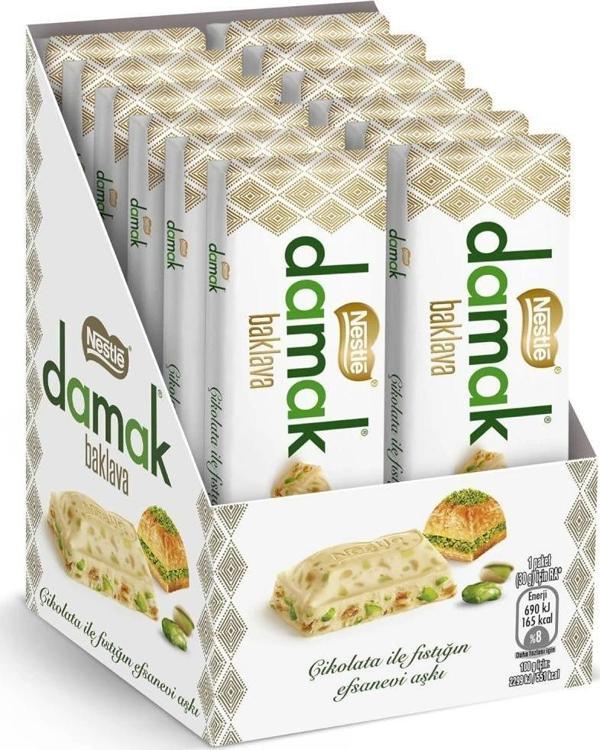Nestlé Damak Antep Fıstıklı Ve Baklavalı Beyaz Çikolata, Baton, 12 Adet X 30gr - Image 1