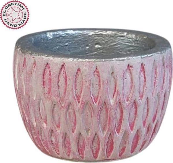 Uretti - Ayşe 7362 0586 El Yapımı Desenli Dekoratif Minik Gümüş Renk saksı / Biblo - 6 X 7 Cm - Image 1