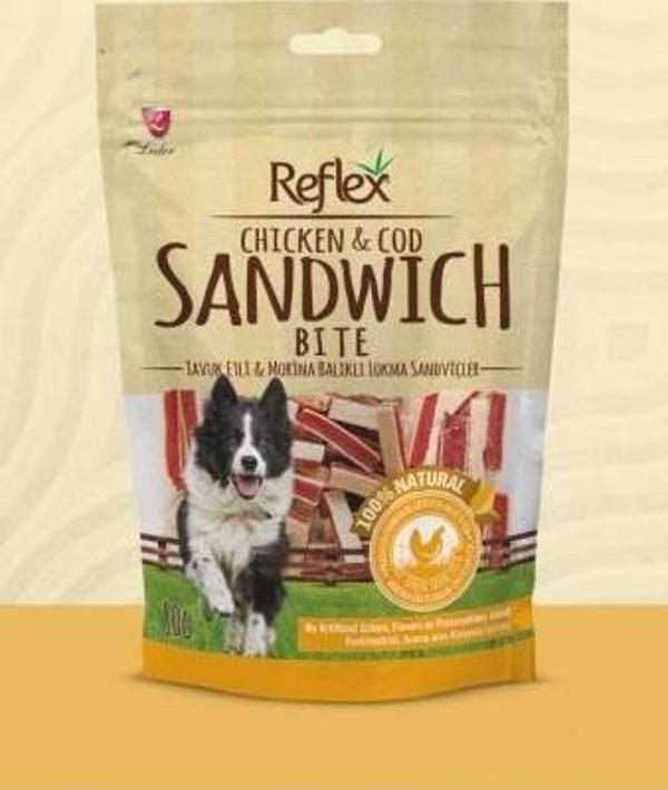 Reflex Kururtulmuş Tavuk Etli Morina Balıklı Lokma Sandviç Köpek Ödülü 80 Gr - Image 1