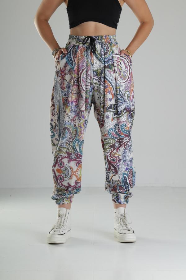 Pileli Bürümcük Kumaş Jogger Pantolon - Image 1