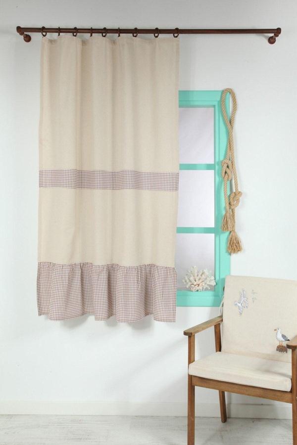 Cotton Maison Naturel Perde Kornişli Vintage Kahve 100X185 Cm - Image 1