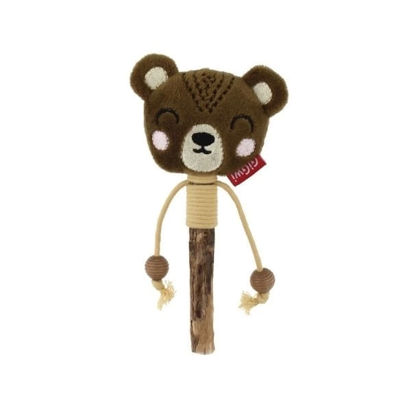 Gigwi Ayıcık Ahşap Çubuklu Peluş Kedi Oyuncağı Kahverengi 4x12.5x22.8 Cm - Image 1