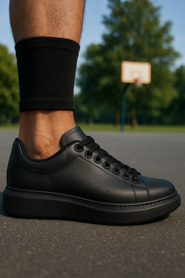 Günlük Erkek Spor Ayakkabı Bağcıklı Dikiş Detaylı Hafif Kalın Yüksek Taban Sneaker MC001 - Image 1