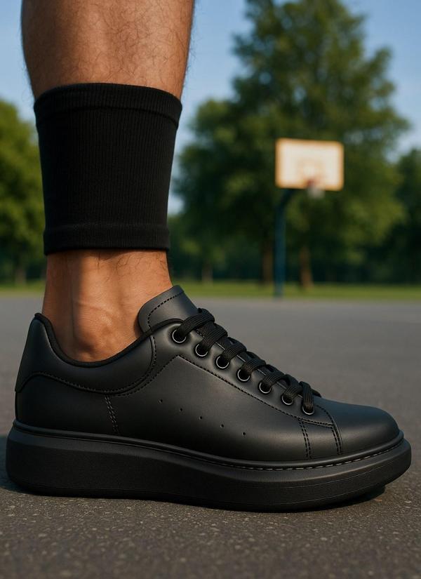 Günlük Erkek Spor Ayakkabı Bağcıklı Dikiş Detaylı Hafif Kalın Yüksek Taban Sneaker MC001 - Image 1