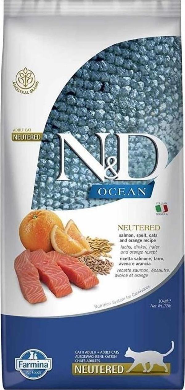 N&D Düşük Tahıllı Somonlu Kısırlaştırılmış Kedi Maması 10 Kg - Image 1