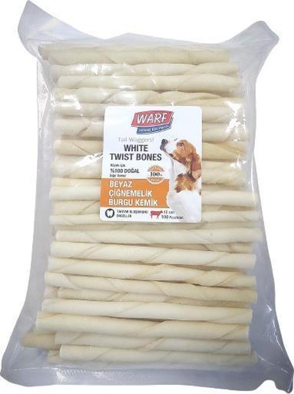 Warf Beyaz Burgu Köpek Kemik - 100 lü - 12cm - Image 1