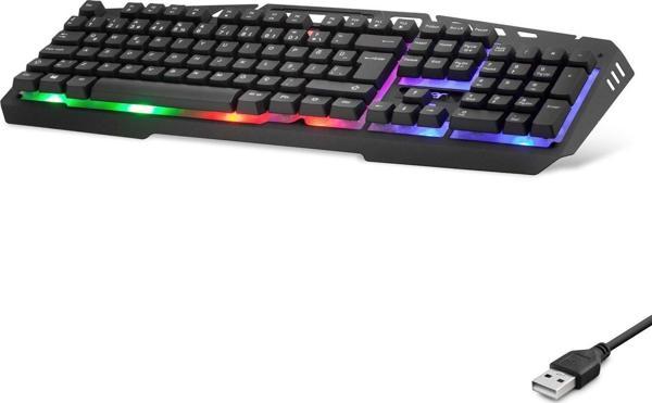 Büro Ev Ofis Bilgisayarı için Siyah Q Kablolu Alaca Rgb Işıklı Klavye - Image 1