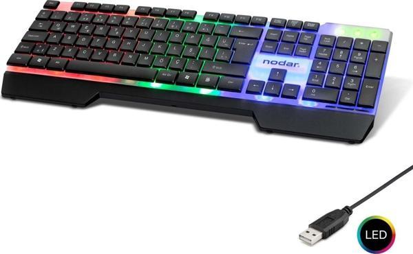 Büro Ev Ofis Bilgisayarı için Siyah Q Kablolu Ledli Slim Oyuncu Klavye - Image 1