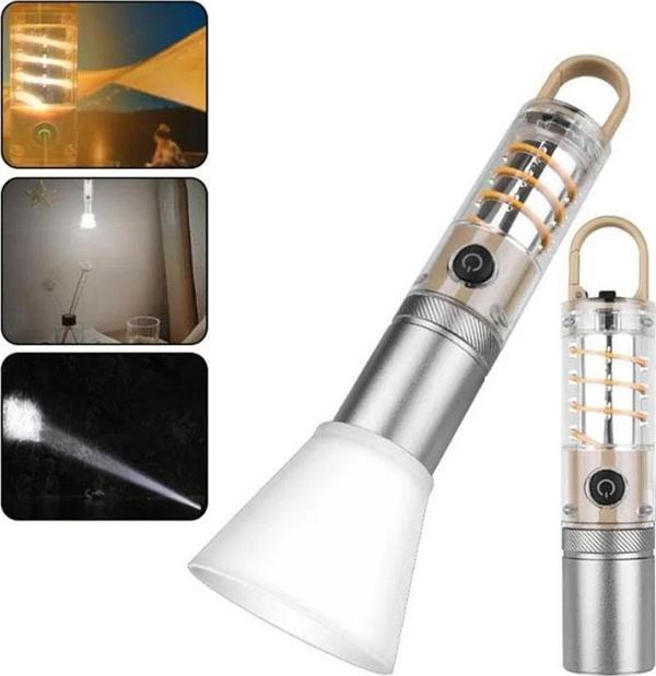 Büro Ev Ofis Kamp Keyfi için 10W Şarjlı Powerbanklı Zoomlu Led Işıklı El Feneri - Image 1