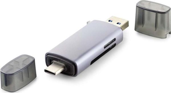 Büro Ev Ofis için Gri Multi Card Reader USB3.0 Type-C Kart Okuyucu - Image 1